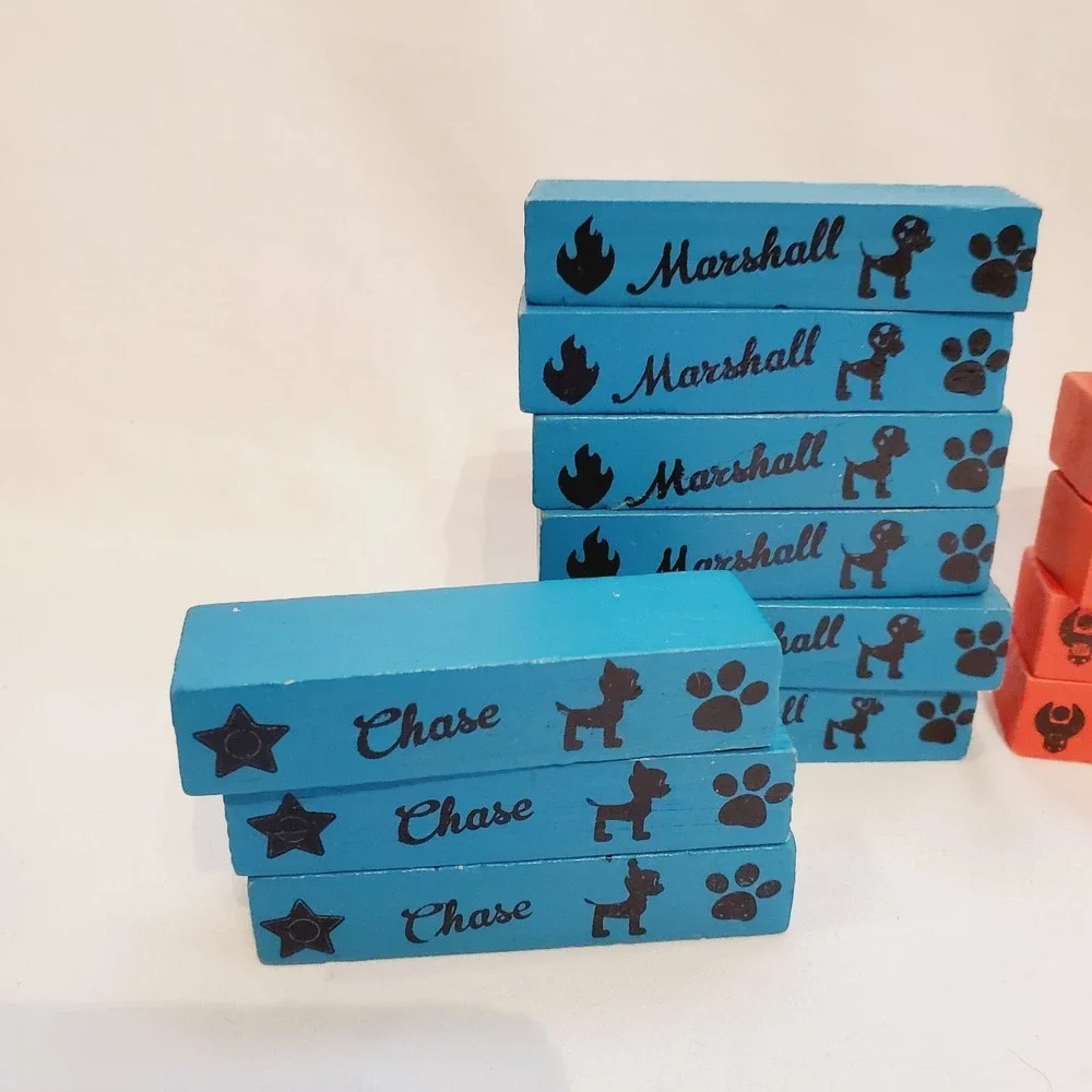 35 Pc Paw‎ Patrol Wooden Tumbling Tower Wood Blocks Replacement Yellow Red Blue